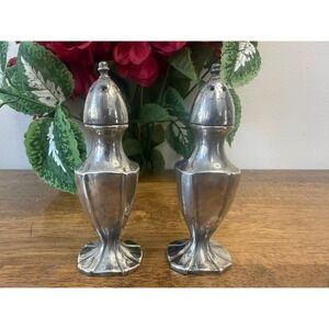 Vintage ABP Silver-Tone Metal Salt & Pepper Shakers Pair Art Deco Style